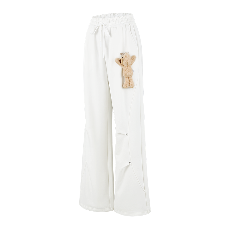 13DE MARZO Deconstructed Wide-Leg Sweatpants White