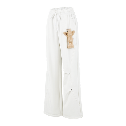 13DE MARZO Deconstructed Wide-Leg Sweatpants White