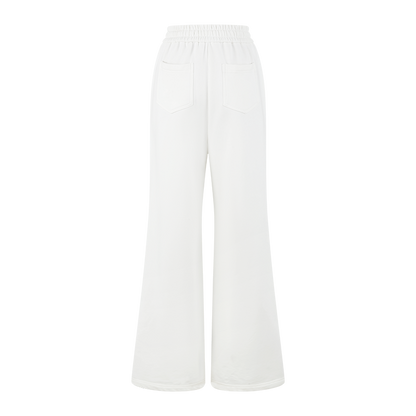 13DE MARZO Deconstructed Wide-Leg Sweatpants White