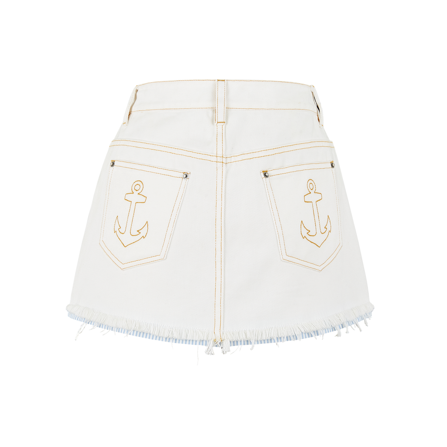 13DE MARZO Sailor Bear Denim Skirt White - 13DE MARZO