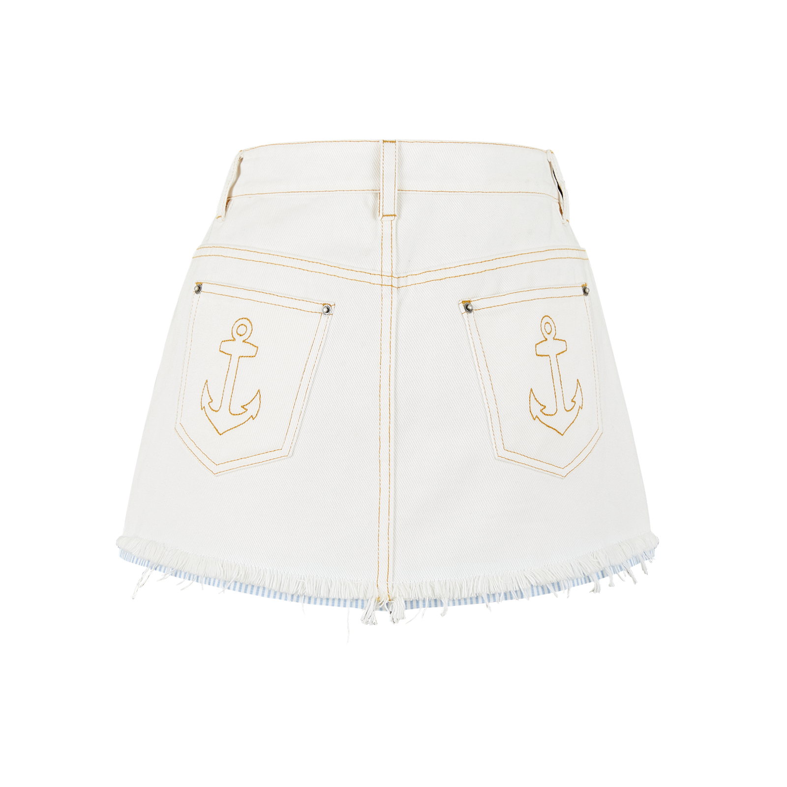 13DE MARZO Sailor Bear Denim Skirt White - 13DE MARZO