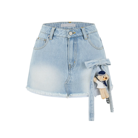 13DE MARZO Sailor Bear Denim Skirt Blue - 13DE MARZO