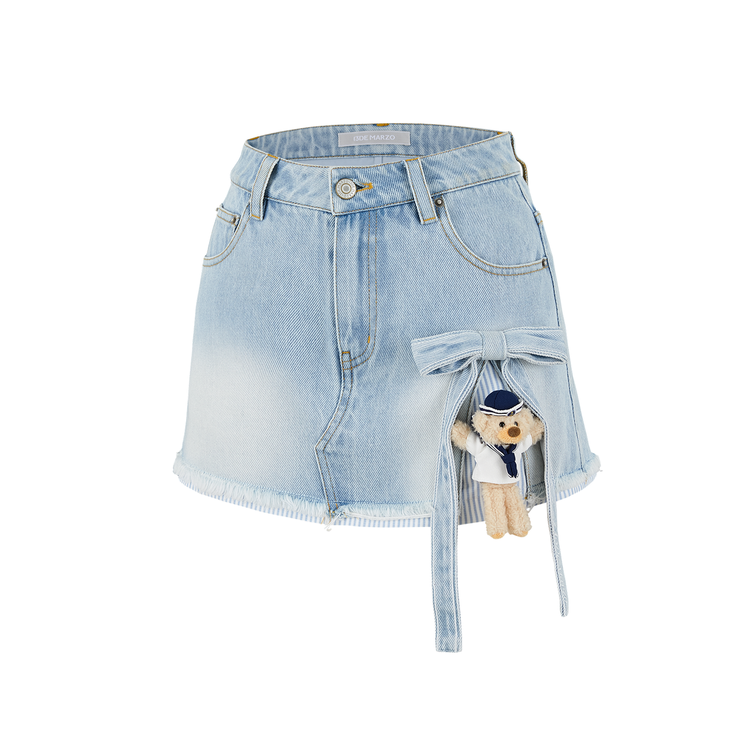 13DE MARZO Sailor Bear Denim Skirt Blue - 13DE MARZO