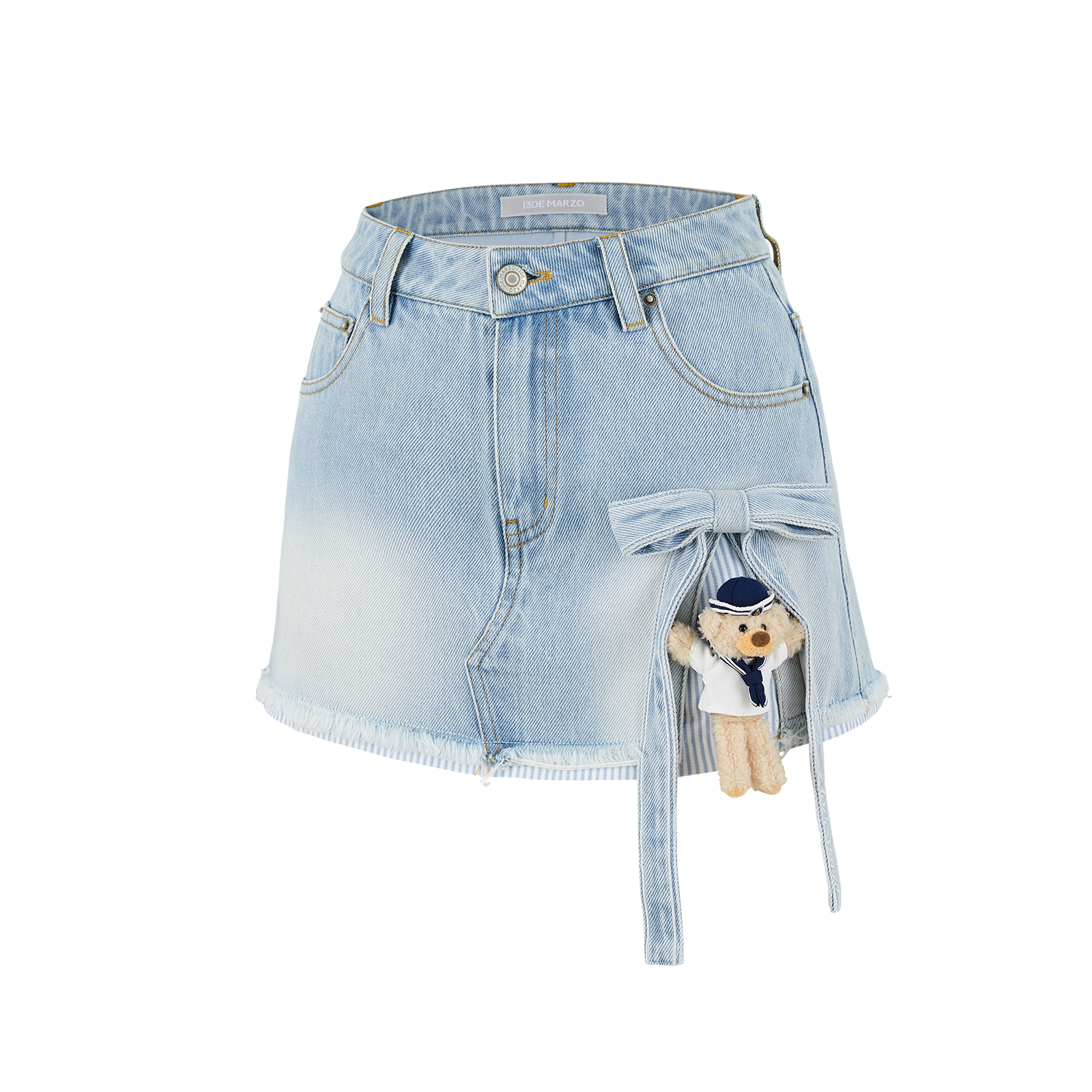 13DE MARZO Sailor Bear Denim Skirt Blue - 13DE MARZO