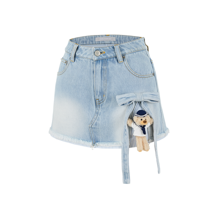 13DE MARZO Sailor Bear Denim Skirt Blue - 13DE MARZO