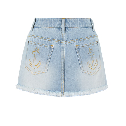13DE MARZO Sailor Bear Denim Skirt Blue - 13DE MARZO