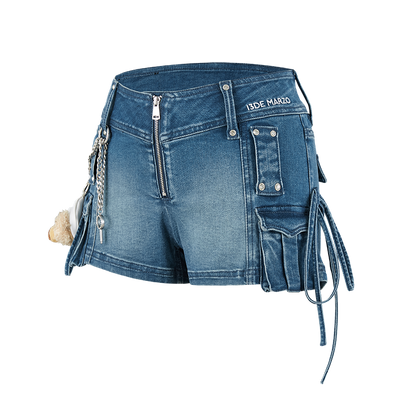 13DE MARZO V-Waist Sheriff Bear Jorts Navy Blue