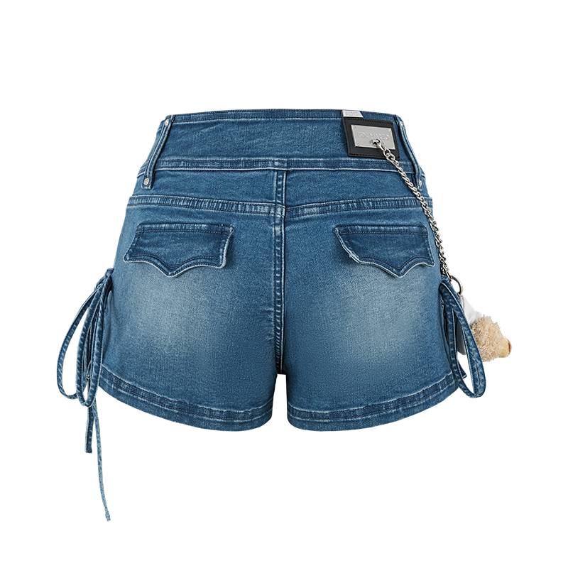 13DE MARZO V-Waist Sheriff Bear Jorts Navy Blue