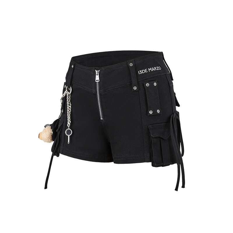 13DE MARZO V-Waist Sheriff Bear Jorts Black