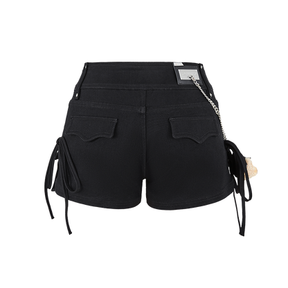 13DE MARZO V-Waist Sheriff Bear Jorts Black