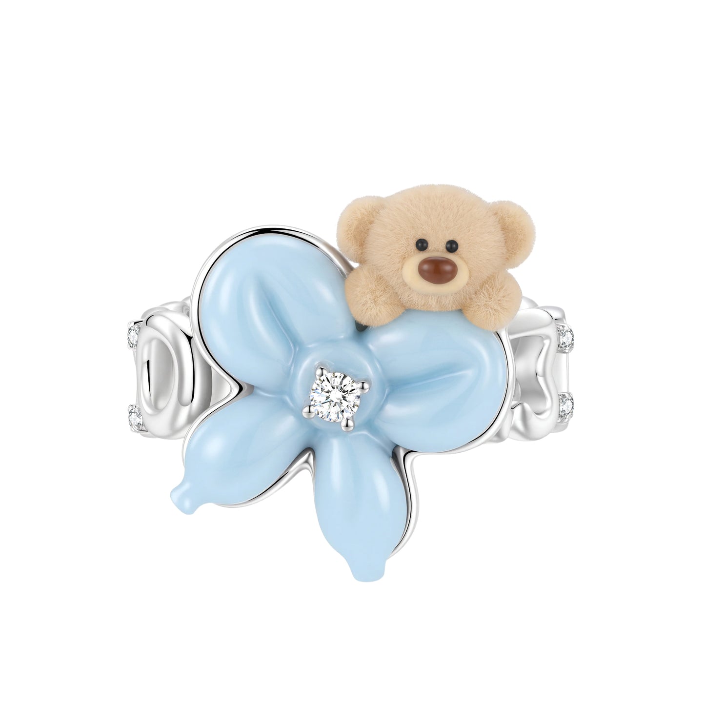 13DE MARZO Balloon Bow Bear Ring Blue