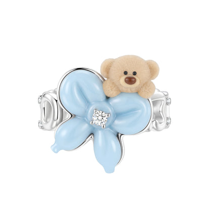 13DE MARZO Balloon Bow Bear Ring Blue