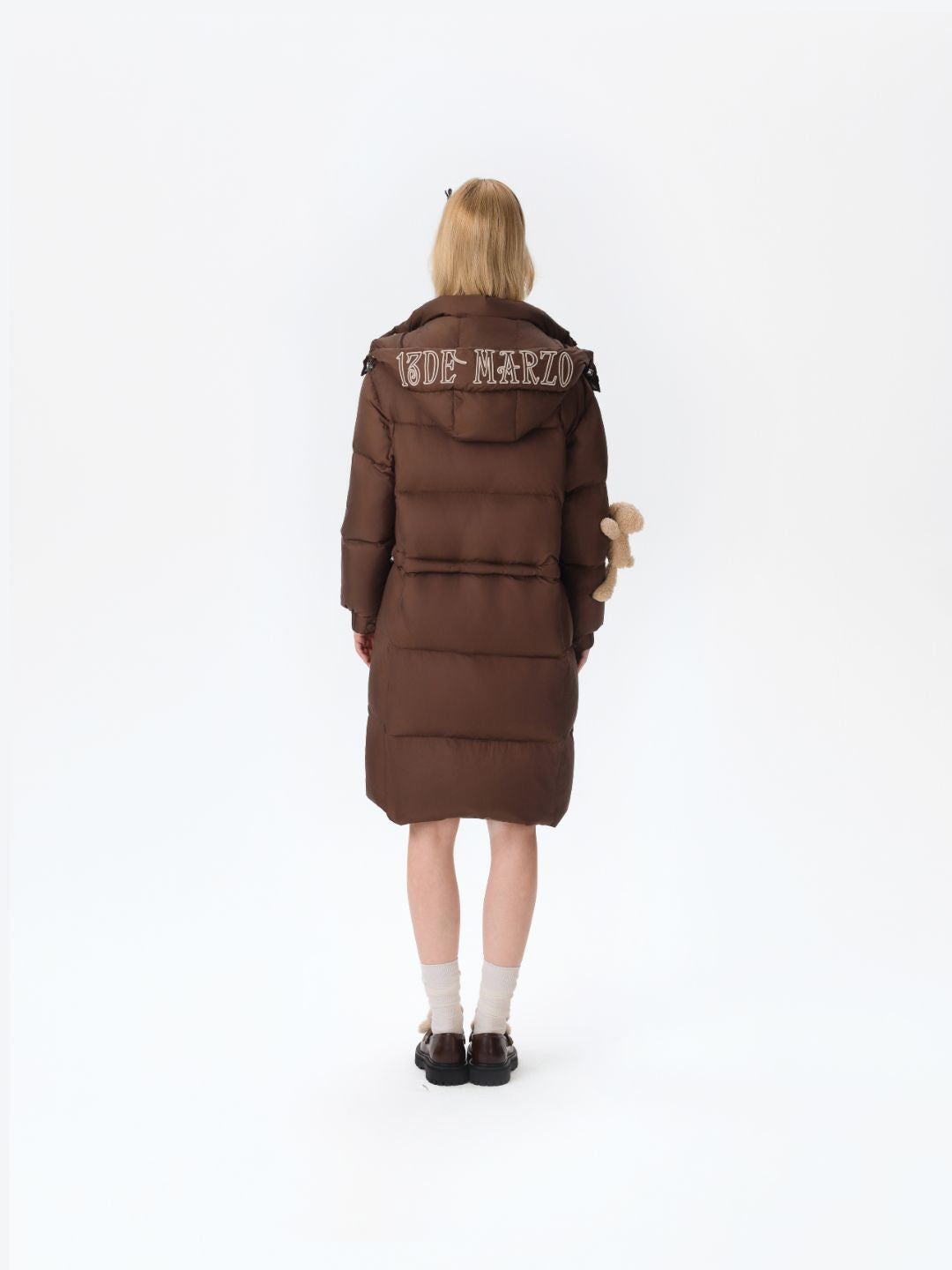 13DE MARZO Base Bear Long Down Jacket Brown - 13DE MARZO