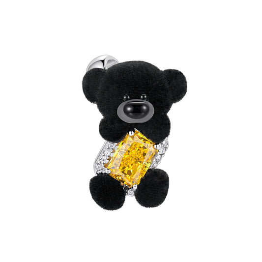 13DE MARZO Sugar Cube Zircon Bear Open Ring Black - 13DE MARZO