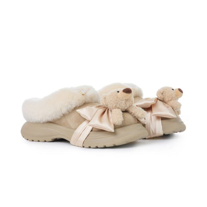 13DE MARZO Bear Fuzzy Snow Slippers Khaki - 13DE MARZO