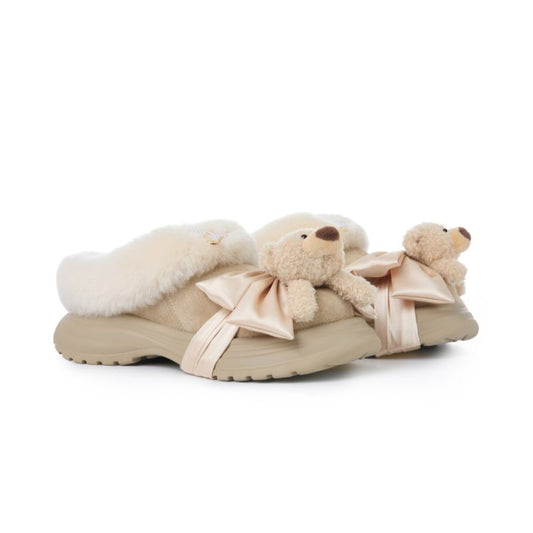 13DE MARZO Bear Fuzzy Snow Slippers Khaki - 13DE MARZO