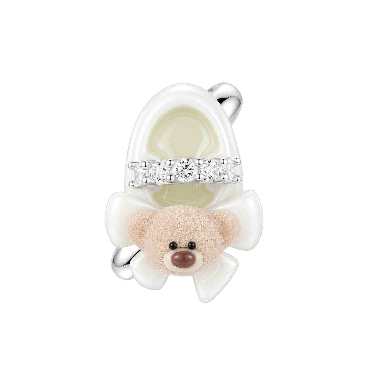 13DE MARZO Shoe Bow Bear Ring White