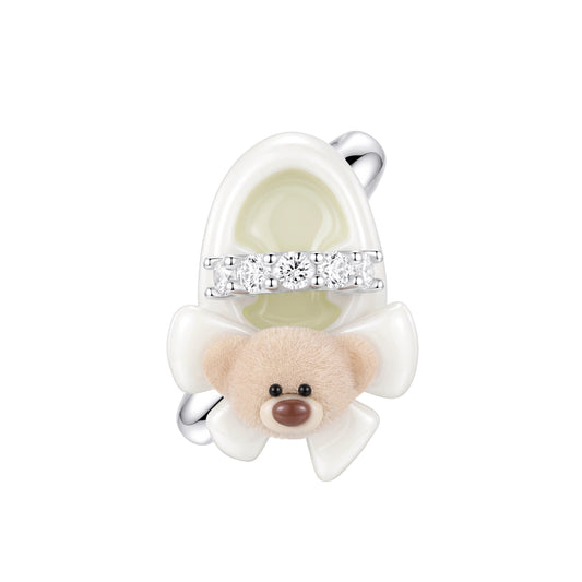 13DE MARZO Shoe Bow Bear Ring White