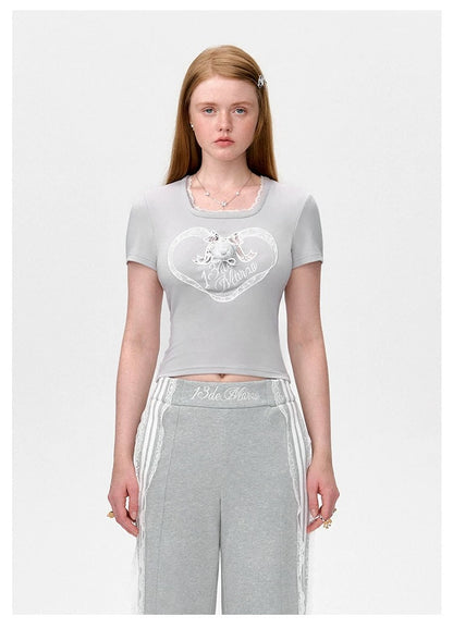 13DE MARZO Bear Lacy Bowknot Top - 13DE MARZO