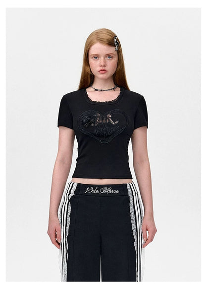 13DE MARZO Bear Lacy Bowknot Top - 13DE MARZO