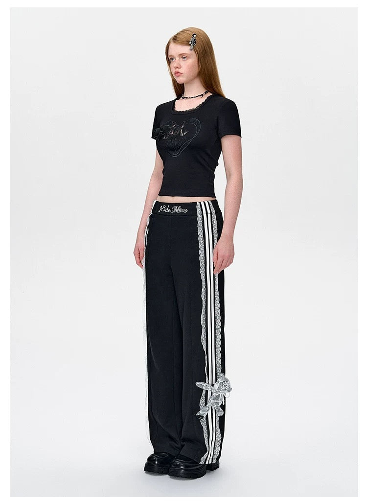 13DE MARZO Bear Lacy Bowknot Top - 13DE MARZO