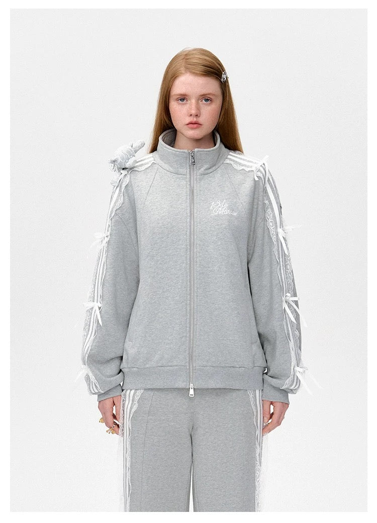 13DE MARZO Bear Lacy Knot Zip Sweatshirt - 13DE MARZO