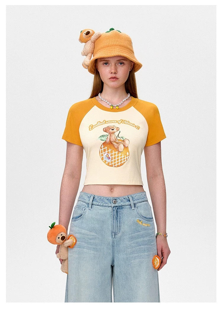 13DE MARZO Fruit Raglan Cropped-Top - 13DE MARZO