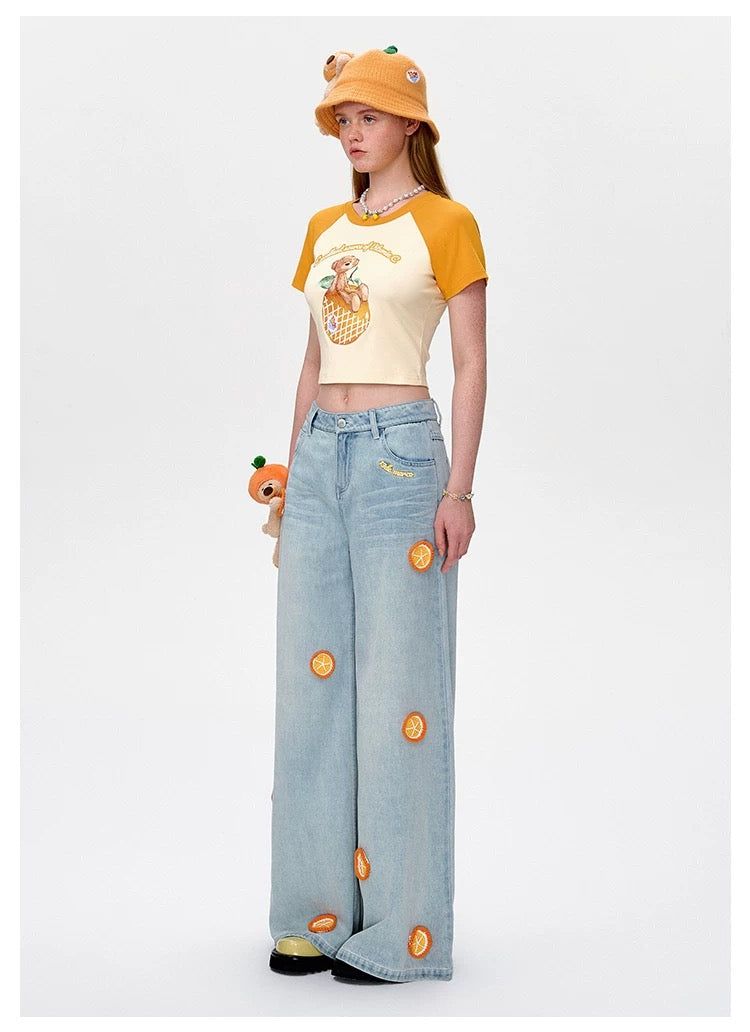 13DE MARZO Fruit Raglan Cropped-Top - 13DE MARZO