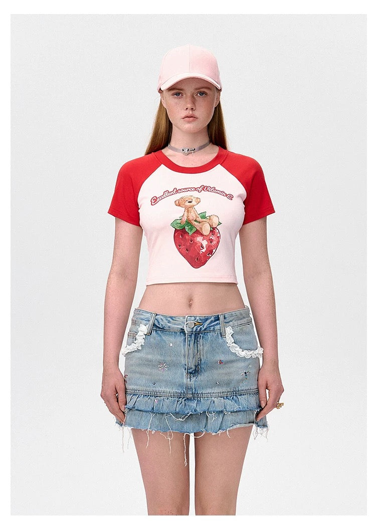 13DE MARZO Fruit Raglan Cropped-Top - 13DE MARZO