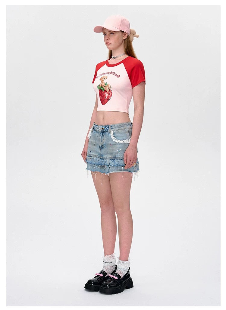 13DE MARZO Fruit Raglan Cropped-Top - 13DE MARZO