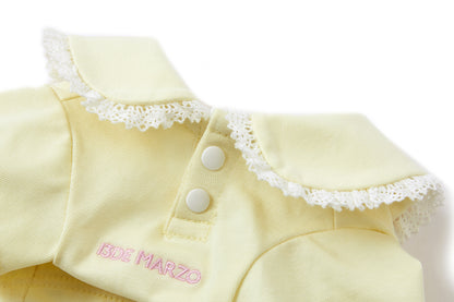 13DE MARZO Pet Peter Pan Collar Print T-shirt Yellow - 13DE MARZO