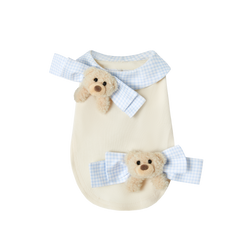 13DE MARZO Pet Bow Check Vest White