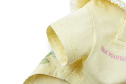 13DE MARZO Pet Peter Pan Collar Print T-shirt Yellow - 13DE MARZO