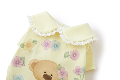 13DE MARZO Pet Peter Pan Collar Print T-shirt Yellow - 13DE MARZO
