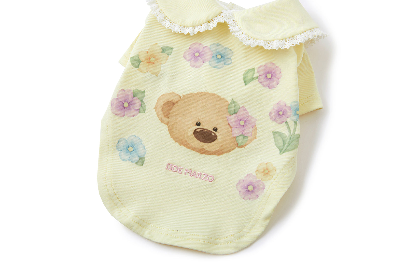 13DE MARZO Pet Peter Pan Collar Print T-shirt Yellow - 13DE MARZO