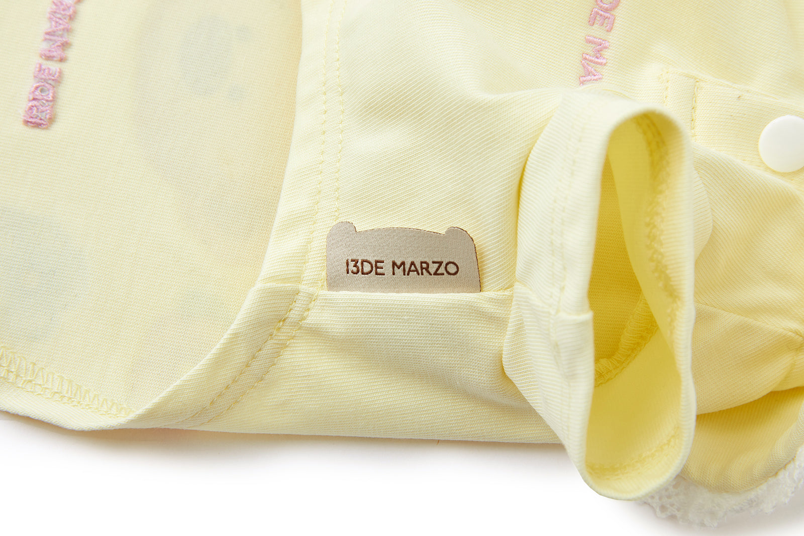 13DE MARZO Pet Peter Pan Collar Print T-shirt Yellow - 13DE MARZO