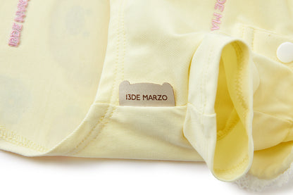 13DE MARZO Pet Peter Pan Collar Print T-shirt Yellow - 13DE MARZO