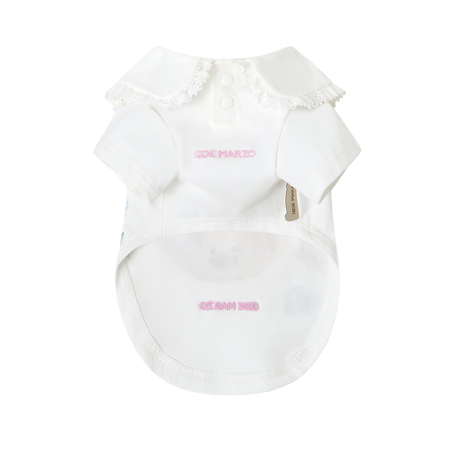 13DE MARZO Pet Peter Pan Collar Print T-shirt White - 13DE MARZO
