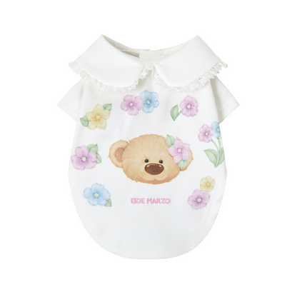 13DE MARZO Pet Peter Pan Collar Print T-shirt White - 13DE MARZO