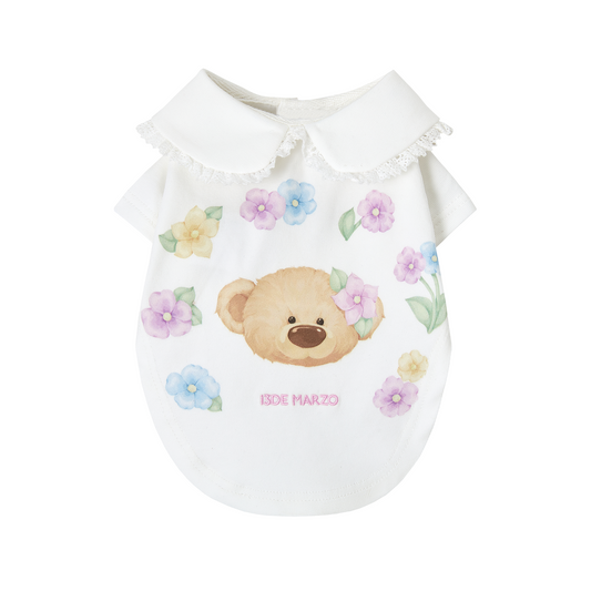 13DE MARZO Pet Peter Pan Collar Print T-shirt White - 13DE MARZO