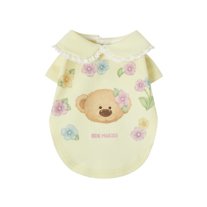 13DE MARZO Pet Peter Pan Collar Print T-shirt Yellow - 13DE MARZO