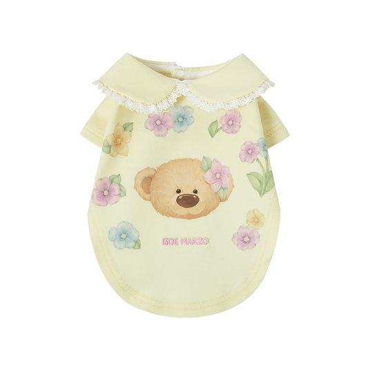 13DE MARZO Pet Peter Pan Collar Print T-shirt Yellow - 13DE MARZO