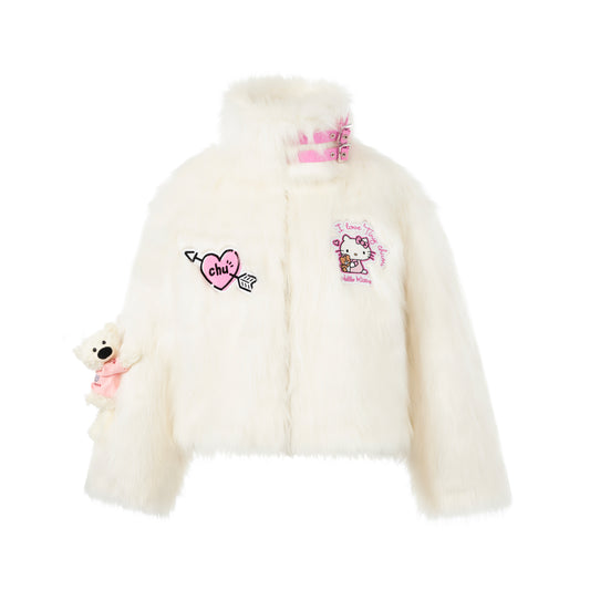 13DE MARZO Hello Kitty Bear Artificial Mink Coat