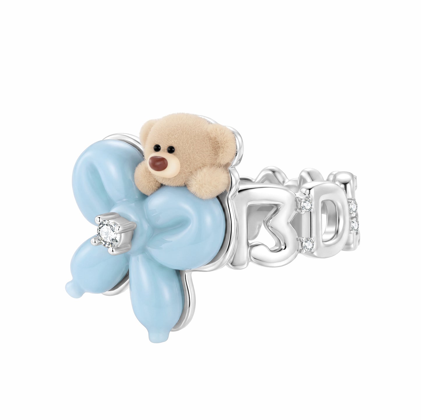 13DE MARZO Balloon Bow Bear Ring Blue