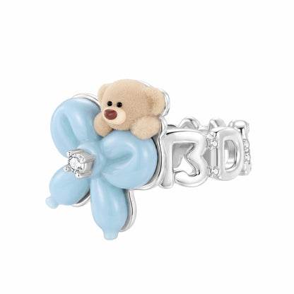 13DE MARZO Balloon Bow Bear Ring Blue
