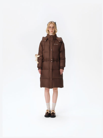 13DE MARZO Base Bear Long Down Jacket Brown - 13DE MARZO