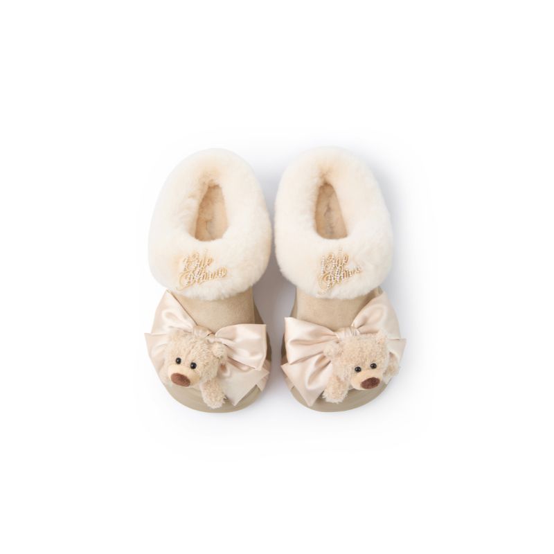 13DE MARZO Bear Fuzzy Snow Slippers Khaki - 13DE MARZO