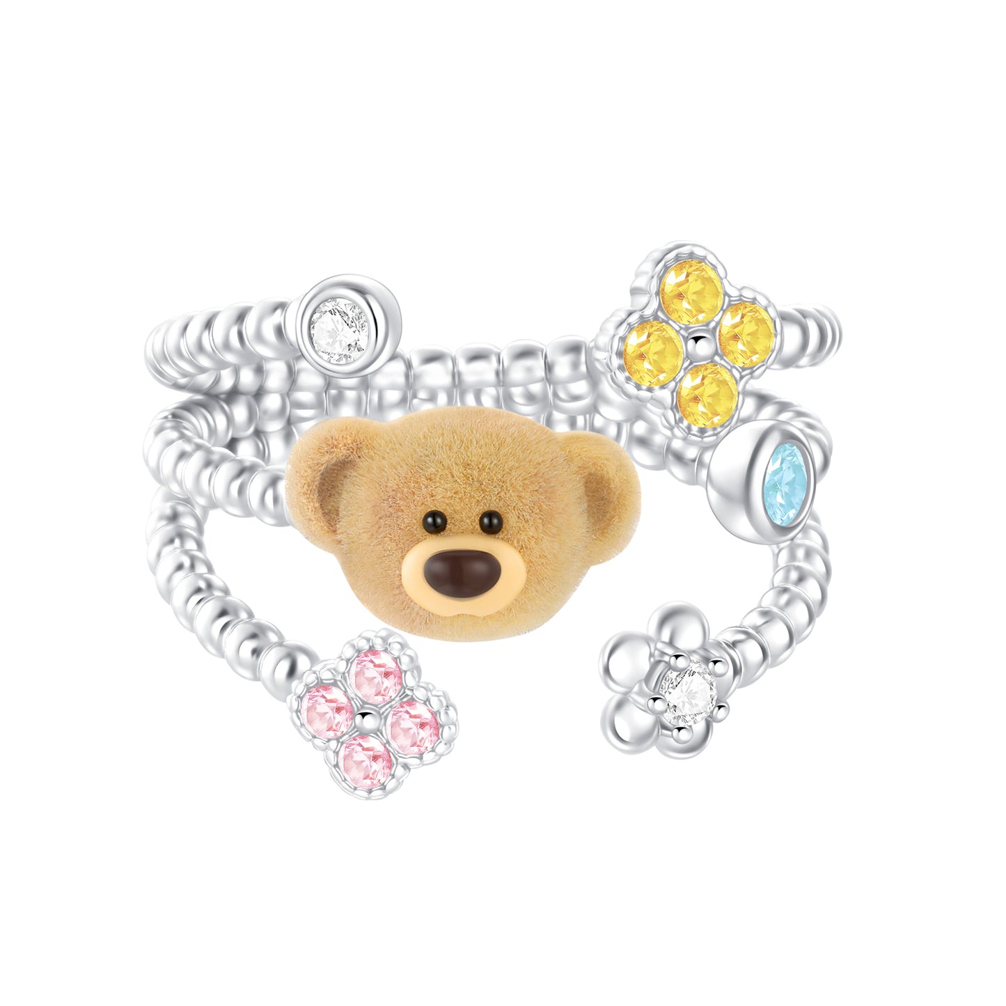 13DE MARZO Monet's Garden Crystal Rhinestone Open Ring - 13DE MARZO