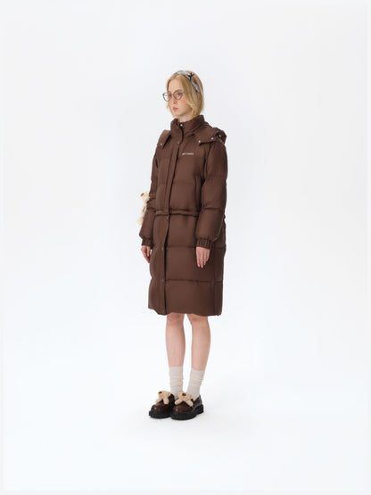 13DE MARZO Base Bear Long Down Jacket Brown - 13DE MARZO