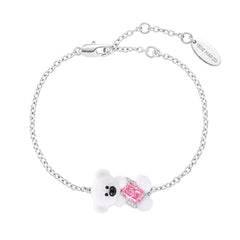 13DE MARZO Sugar Cube Zircon Bear Bracelet White